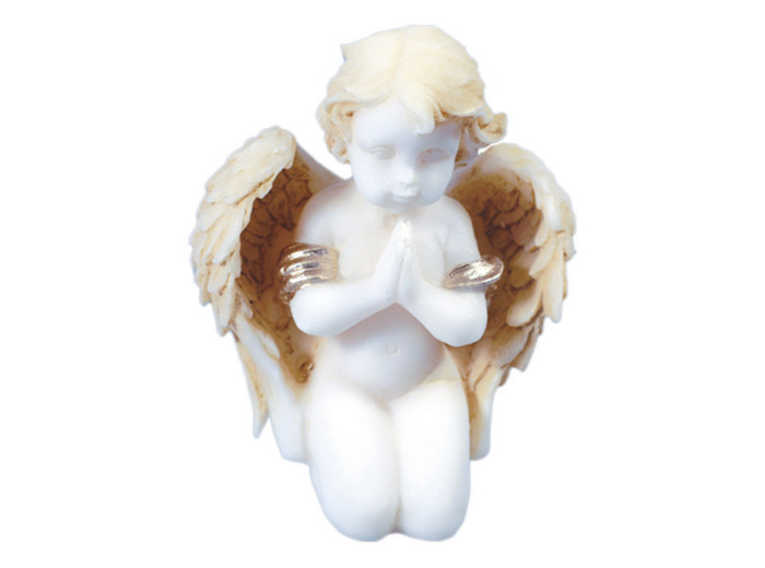 Statue en albâtre 9cm - ANGE PRIANT Beige et Or