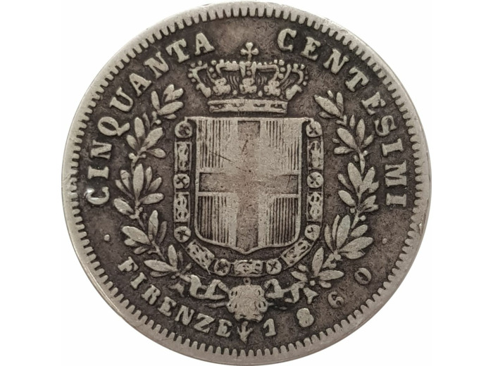 ITALIE (EMILIA) 50 CENTISIMI 1860 G FIRENZE TB