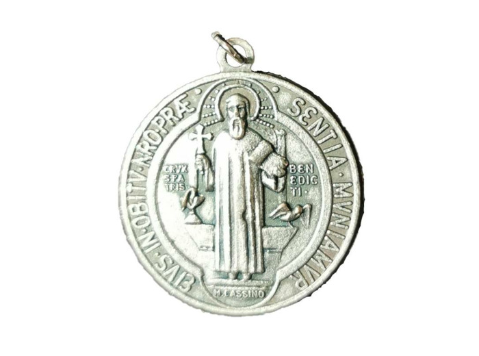 Médaille 25mm en Métal Argenté - St Benoît