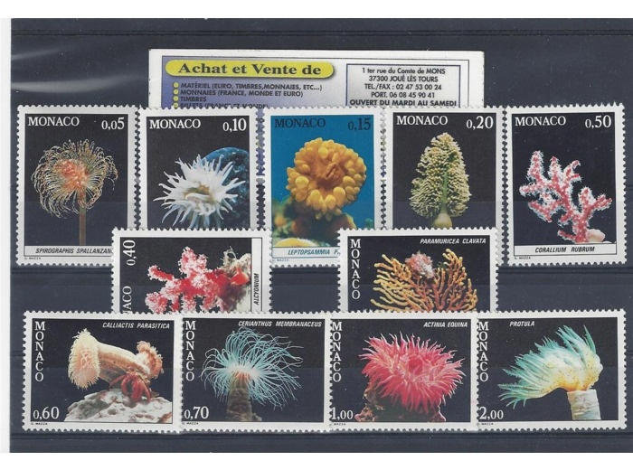 MONACO 1980 N°1253 AU N°1263 NEUF ** AVEC GOMME D'ORIGINE COTE 11,00 €