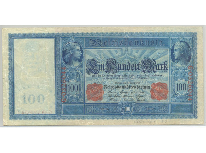 ALLEMAGNE 100 MARK 21-04-1910 SERIE G TTB