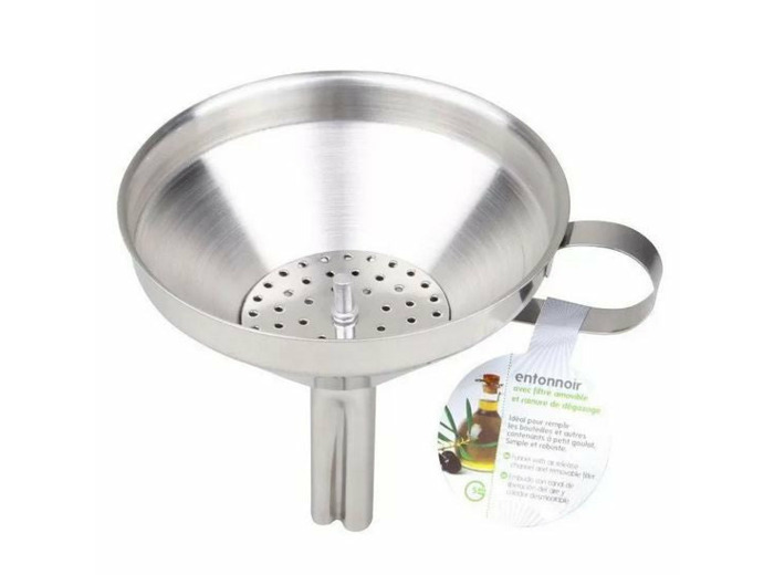 ENTONNOIR AVEC FILTRE AMOVIBLE ET RAINURE DE DEGAZAGE