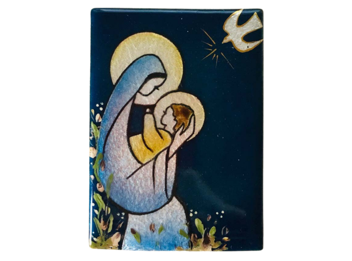 Vierge Assise 9,6x6,8cm - EMAUX DU LIBAN