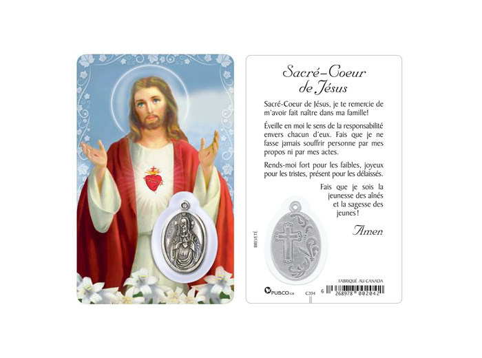 Carte-prière avec insertion SACRÉ COEUR