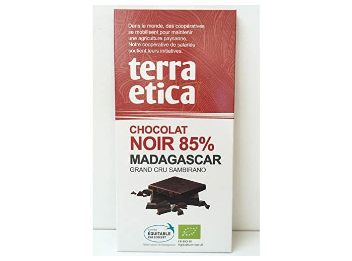 CHOCOLAT NOIR MADAGASCAR 85% 100G Terra Etica