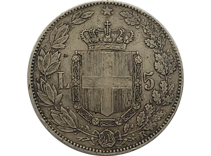 ITALIE 5 LIRE ARGENT UMBERTO I 1879 R TTB- (KM20)