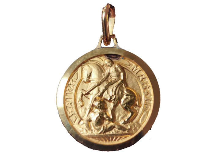Médaille 15mm en Plaqué Or  -  MARTIN A CHEVAL