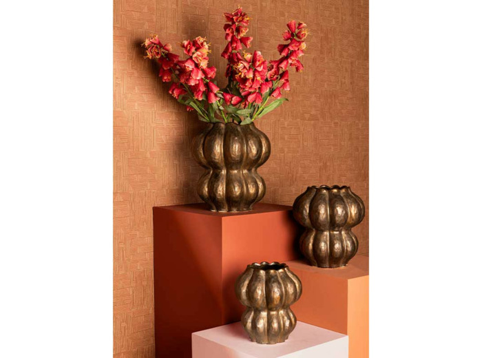 Vase rond bronze en céramique 22cm