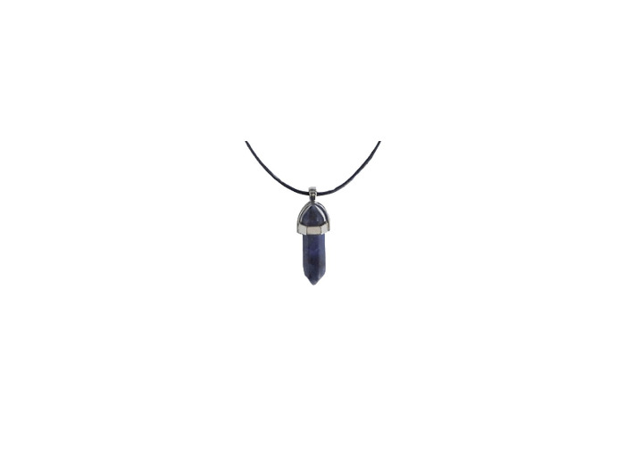 Collier Pointe en Sodalite avec cordon noir