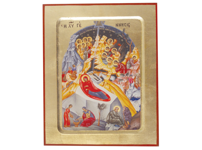 Icône dorée incurvée 14*18cm - NATIVITE DU CHRIST