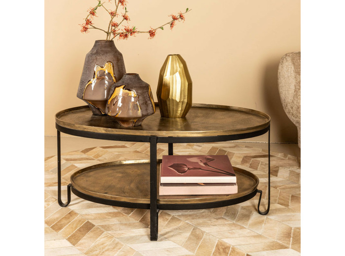 Table basse ovale aluminium Kae 97x59x45cm