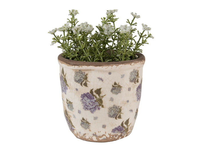 Pot de fleurs intérieur céramique beige bleu 11x11x10cm