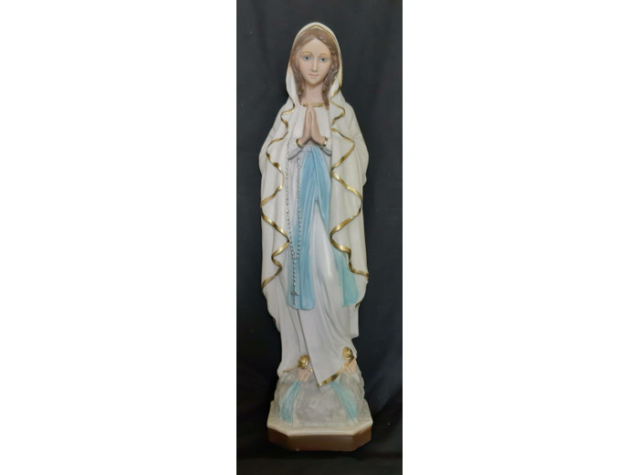 Vierge de Lourdes 40cm résine polychrome PEINTE MAIN