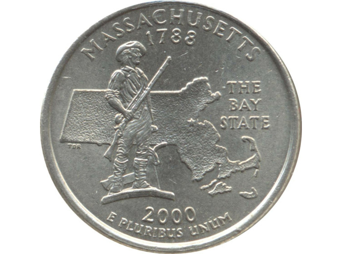 AMERIQUE ( U.S.A ) QUARTER DOLLAR (1/4 DOLLAR) 2000 P MASSACHUSSETTS TTB+