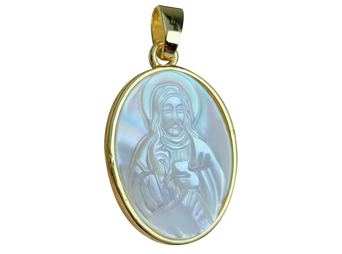 Pendentif en Nacre 16x24mm - SACRÉ COEUR de JÉSUS
