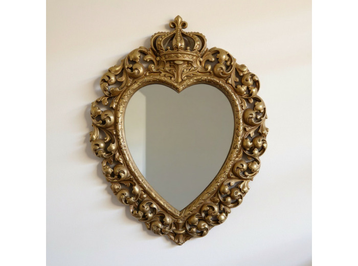 Miroir royal coeur doré 23x3x30cm