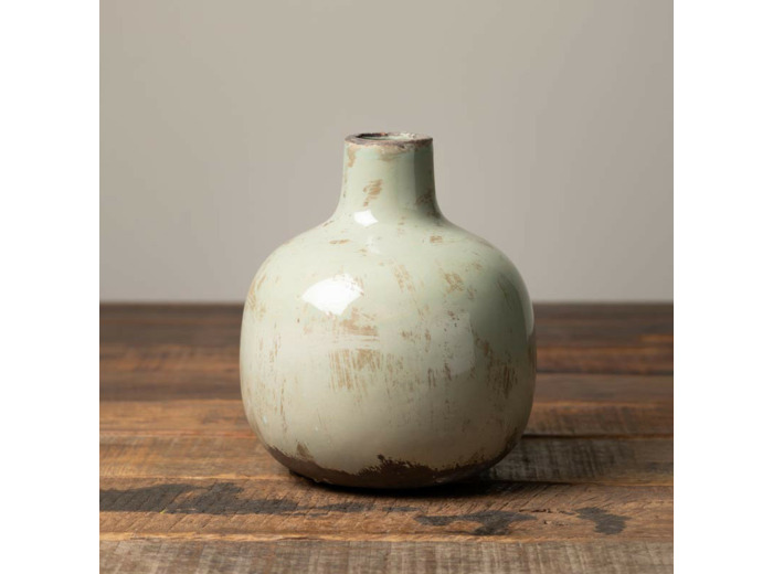 Vase Soliflore céramique vert de gris 16x14cm