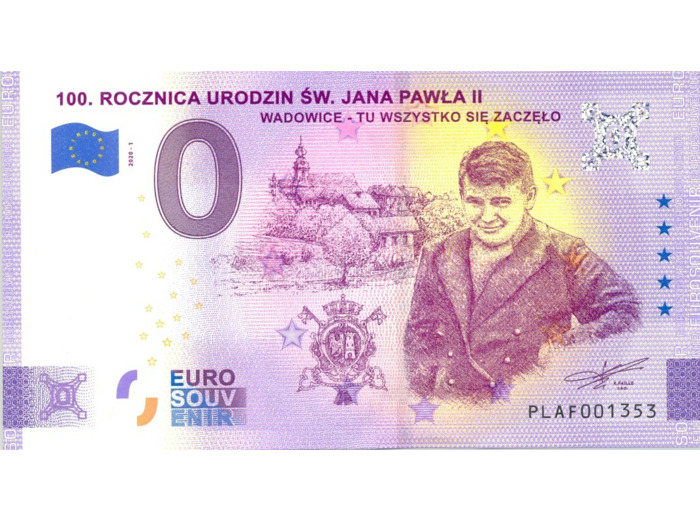 POLOGNE 2020-1 100 ROCZNICA URODZIN BILLET SOUVENIR 0 EURO TOURISTIQUE NEUF