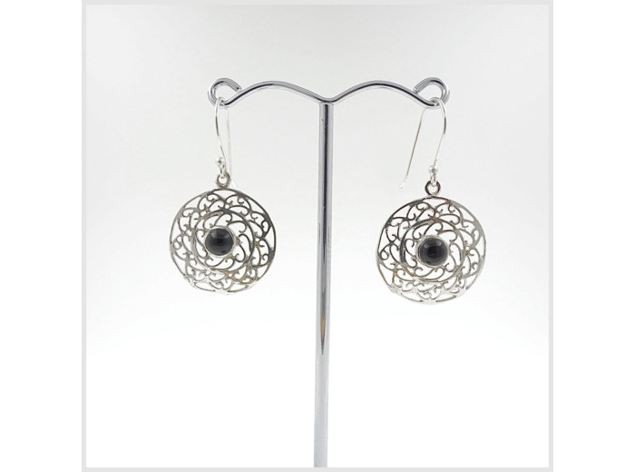 Boucles Onyx en argent massif