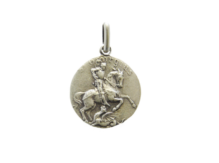 Médaille 18mm en Métal Argenté - ST GEORGES
