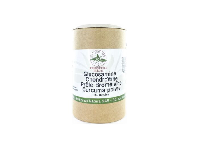 Glucosamine chondroïtine Prêle Bromélaïne Curcuma Poivre 150 Gélules