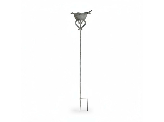 Mangeoire pour oiseaux sur Tige Métal Gris patiné 21x110cm