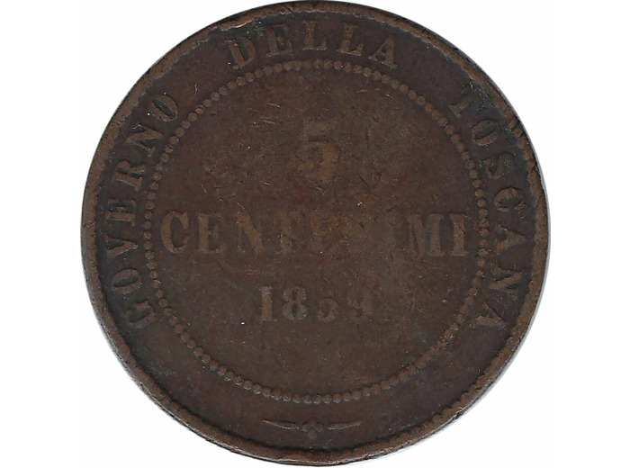 ITALIE (TOSCANE) 5 CENTESIMI 1859 TB