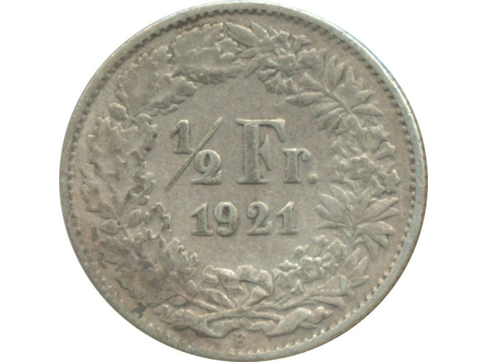 SUISSE 1/2 FRANC 1921 B TTB N1