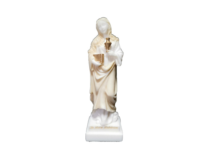 Ste Marie-Madeleine - Statue en albâtre 20cm -Beige et Or