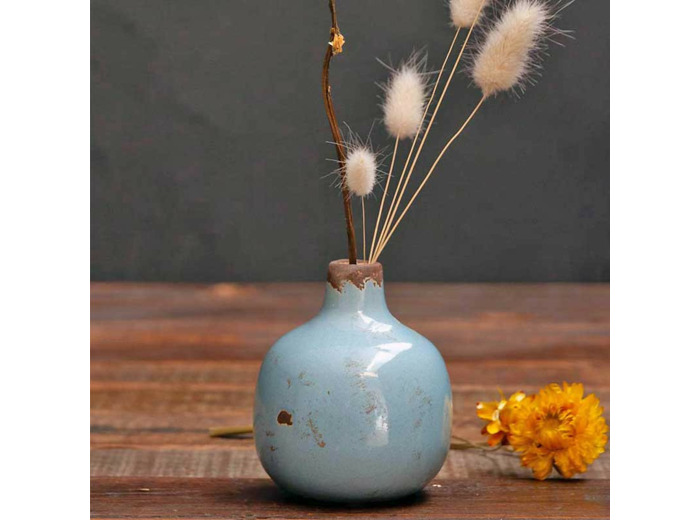Vase Soliflore céramique bleu ciel 10x10x9cm
