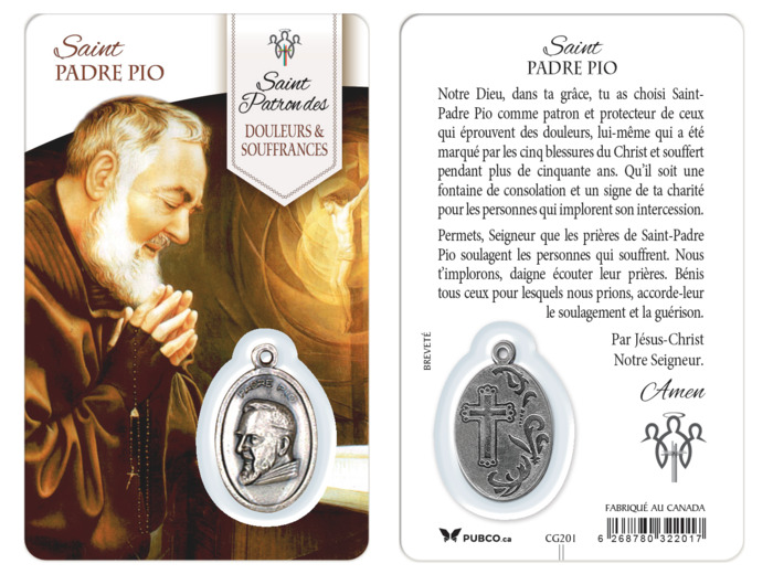 Carte-prière avec insertion ST GUÉRISSEUR - ST PADRE PIO