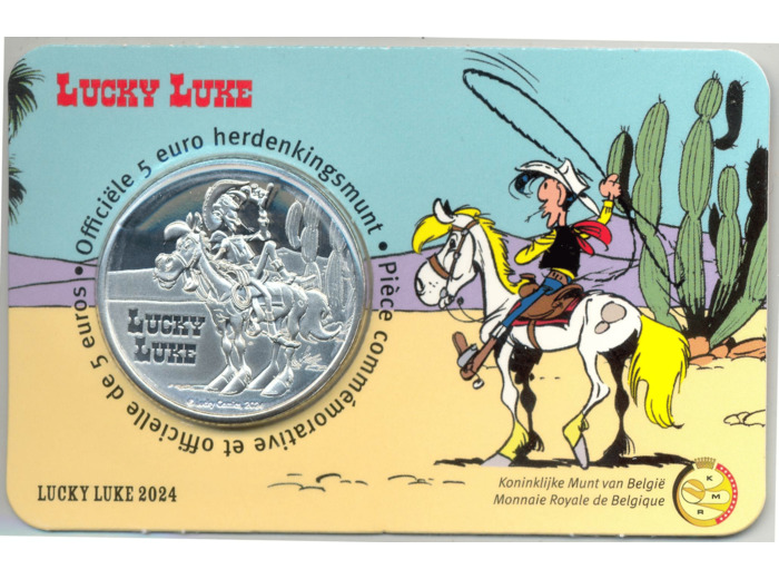 BELGIQUE 2024 5 EURO LUCKY LUKE RELIEF COINCARD
