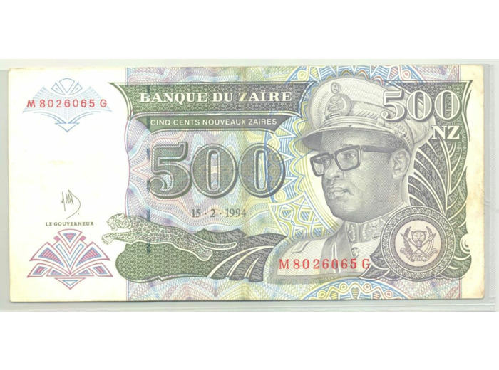 ZAIRE 500 NOUVEAUX ZAIRES 15-02-1994 SERIE M TTB