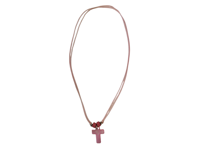 Collier Cordon + Croix Nacre - ROSE