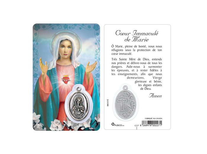 Carte-prière avec insertion COEUR IMMACULÉ DE MARIE