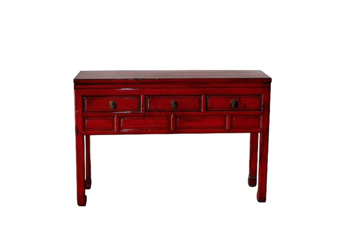 Console Dynasty rouge vintage 129x30x89cm