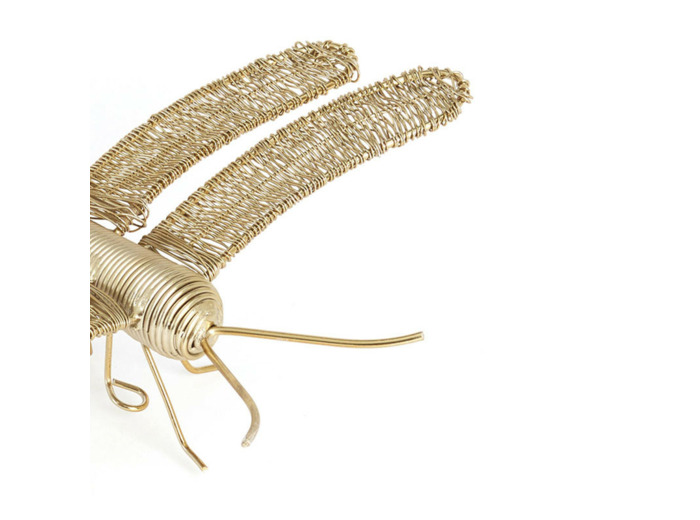 Sculpture Murale Libellule en Métal Doré 25x22x7cm