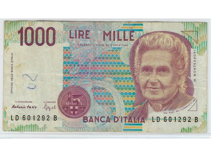 ITALIE 1000 LIRE 1990 FAZIO ET SPEZIALI SERIE LD TB+