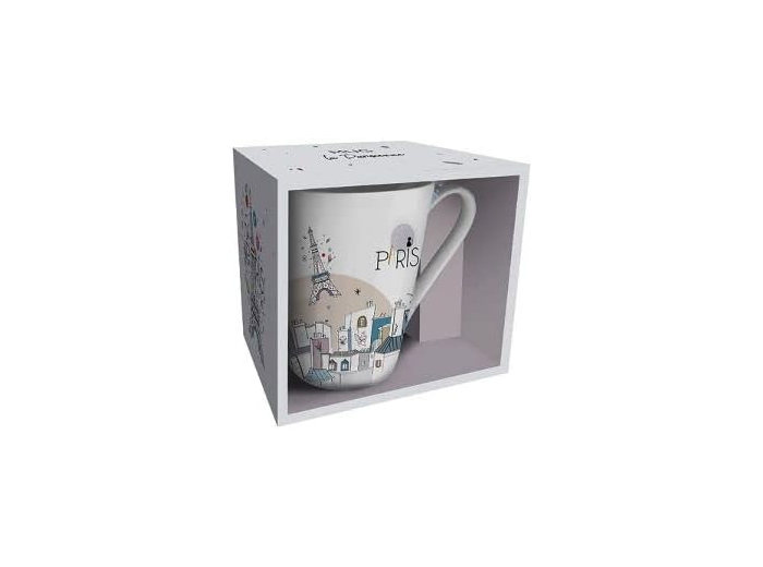 KIUB - MUG Conique 350 ML + Boite LA Parisienne Blanc TOITS DE Paris