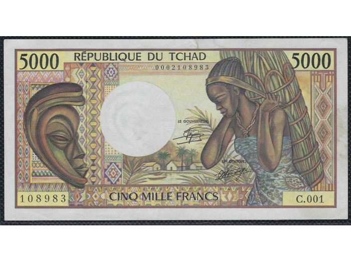 TCHAD 5000 FRANCS NON DATE (1984-91) SERIE C.001 SUP