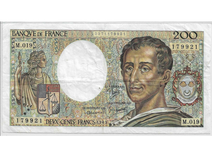 FRANCE 200 Francs MONTESQUIEU 1983 M.019 TTB