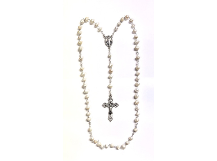 Chapelet PERLE VERITABLE et ARGENT 925-  6mm + BOITE