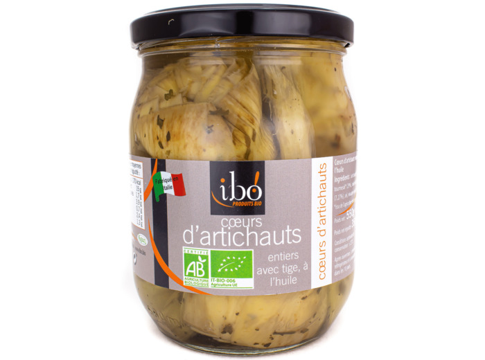 Coeurs d'Artichauts Entiers avec Tiges à l'Huile Bio 550g
