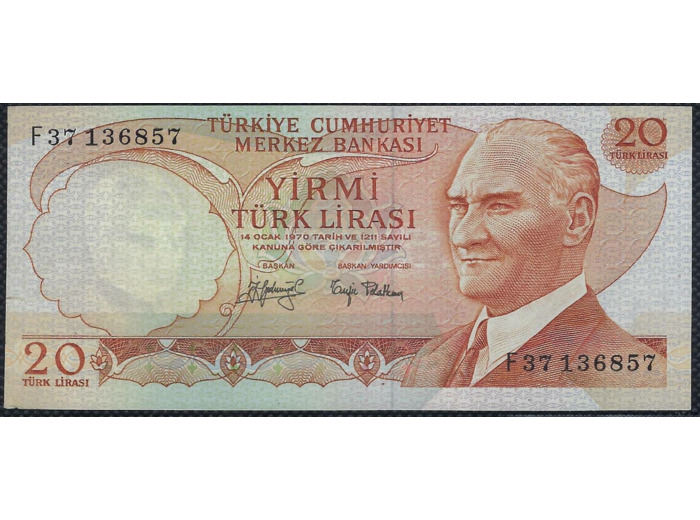 TURQUIE 20 LIRA L.1970 (1979) Série F37 NEUF (W187a.2)