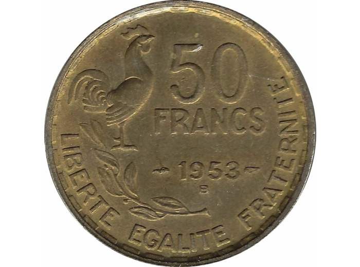 FRANCE 50 FRANCS GUIRAUD 1953 B SUP