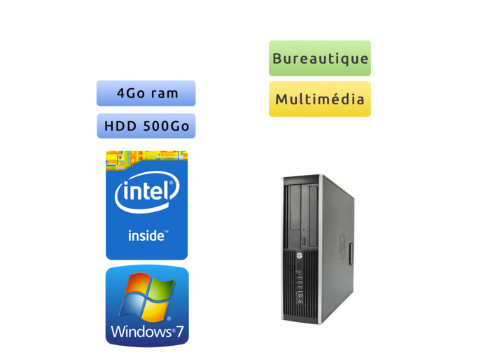 Hp 8200 Elite SFF - Windows 7 - G630 4GB 500GB - PC Tour Bureautique Ordinateur