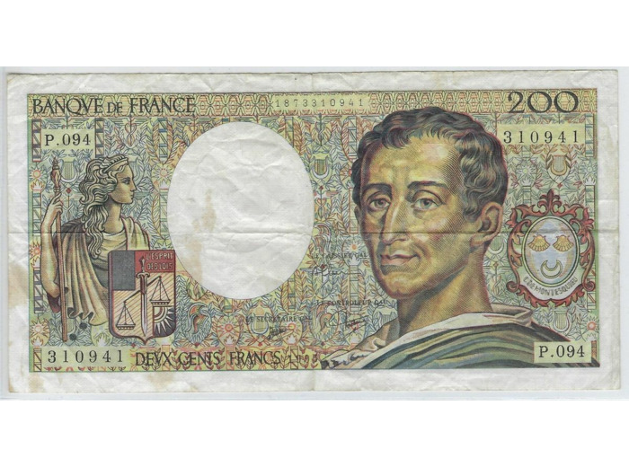 FRANCE 200 FRANCS MONTESQUIEU 1990 P.094 TTB