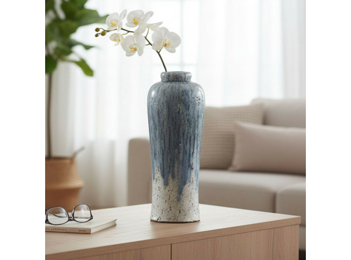 Vase en terre cuite émaillée 21x21x57cm