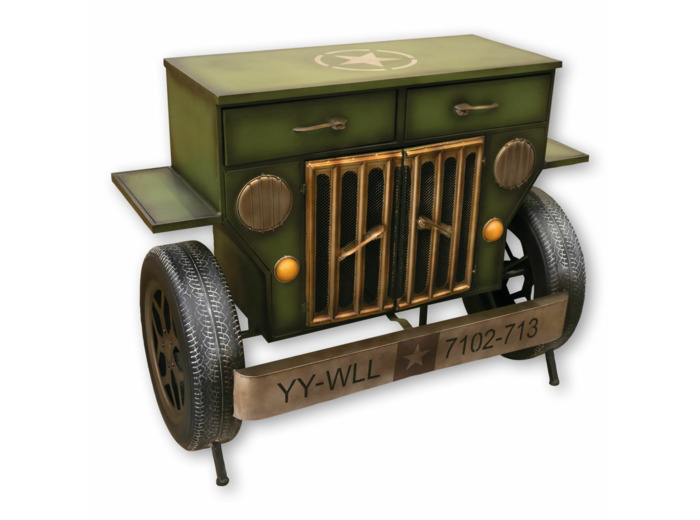 Meuble - Avant de jeep - 2 portes - 2 tiroirs - vintage