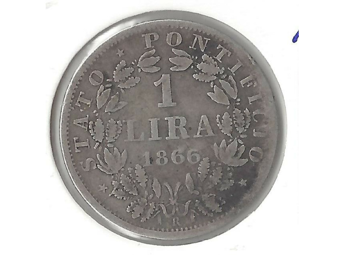 VATICAN 1 LIRA 1866 R XXI Petit buste TB+
